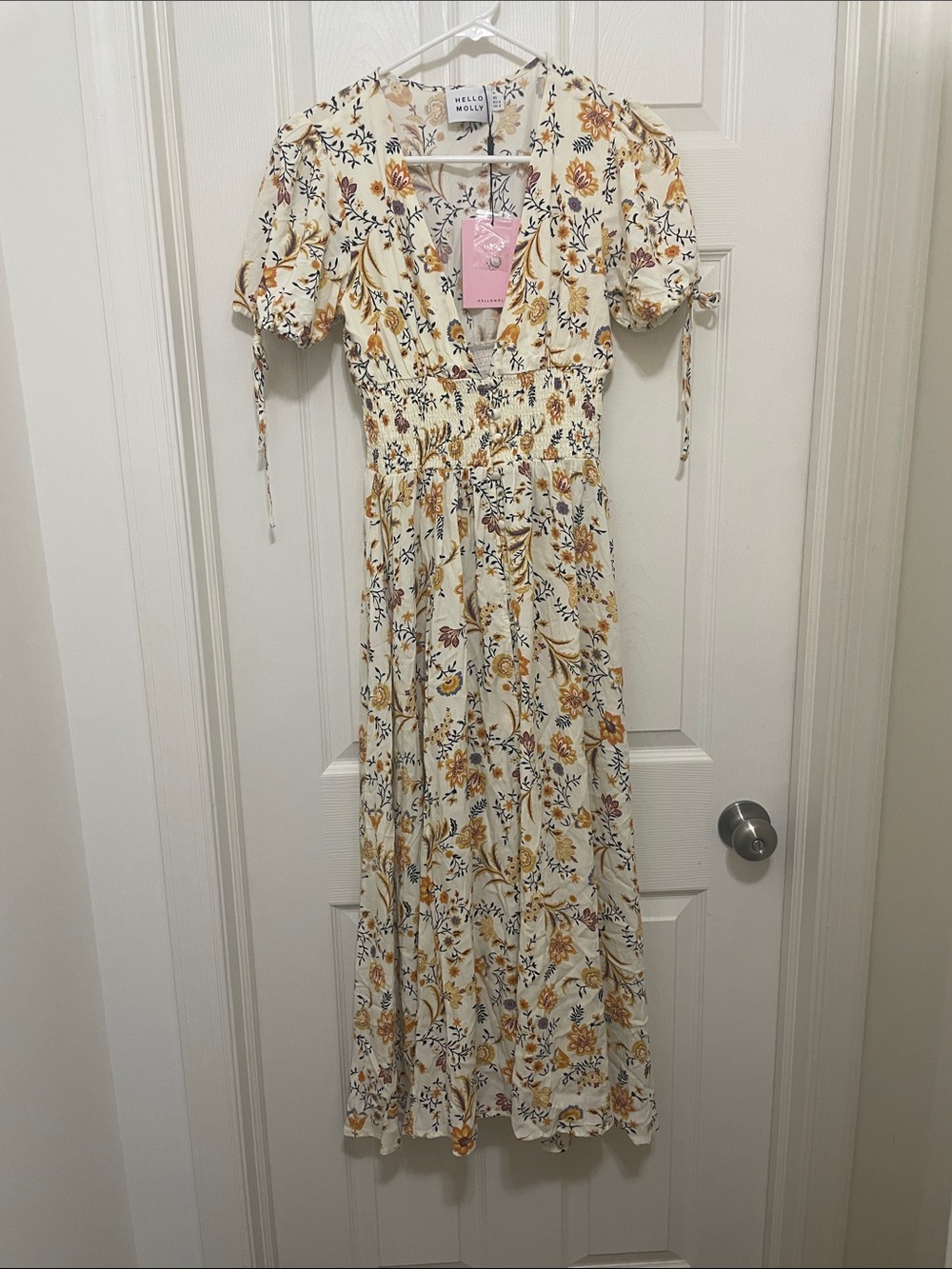 Hello Molly Cream Floral Maxi Dress with Yellow & Brown Botanicals